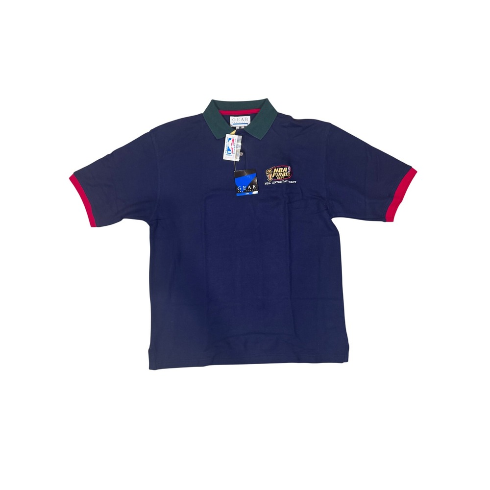 Gear NBA Finals 1997 Polo Mens L Navy New Vintage Basketball Shirt USA Made